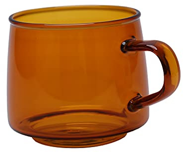 TYTOGE 350Ml Glass Coffee Cup, High Temperature Resistance Crystal Coffee Mug with Handle for Home and Cafe (Amber)