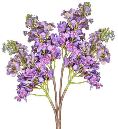 Rama de flores artificiales de color lila de 22 pulgadas, color morado degradado, flor falsa de delfinio antirino, para ramo de boda, centros de mesa, jarrón, arreglo floral, decoración del hogar, 2
