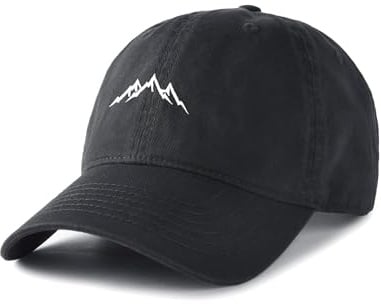 FURTALK Baseball Basecap für Damen und Herren aus Baumwolle Vintage Outdoor Cap mit Berg Stickerei verstellbar Schwarz,M