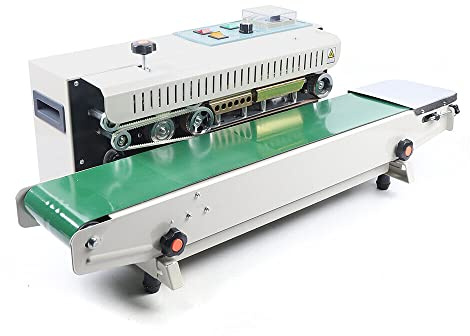 Kontinuierliche Versiegelungsmaschine 500W Automatisch Siegelmaschine Folienschweißgerät Horizontal Kontinuierlich Plastiktüte Siegel Sealer für Lebensmittelversiegelung,Plastiktüten