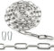 Ziamzra Kette Edelstahl Stahlkette 2 M 4 mm Edelstahlkette Meterware Hänge Sicherheits Spulen Gliederkette Rundstahlkette Kette mit Karabiner für Hundekette Schaukeln Ketten Ankerkette Hängesessel