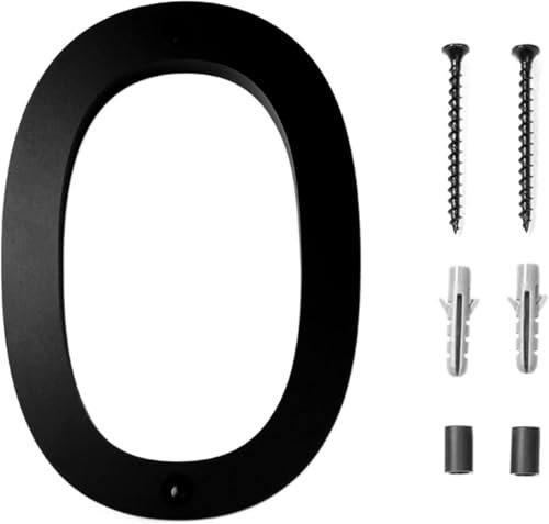 PacuM Modern House Numbers for Outside 6 Inches Black House Numbers Floating House Number Plaque Plastic Home Address Sign for Office Doors, Mailboxes, Garages - Digit 0