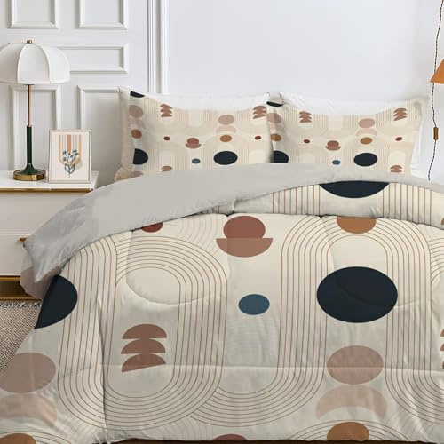 Qiwagu Bettdecke 135x200 4 Jahreszeiten, Wende Boho Steppdecke Waschbare, Bettdecke ohne Bezug Nutzbar, Leicht Weiche Schlafdecke 200GSM, Ganzjahresdecke Braun mit 1 Kissenbezug (ohne Kissen)