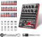 Geinxurn 42Pieces Impact Screwdriver Bit & Socket Set with Mini Ratcheting Wrench, 30Pcs Impact S2 Screwdriver Bits Set, 5Pcs SAE & Metric Sockets and 2-In-1 Bit Extension Holder Repair Tools