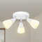 LED Deckenstrahler weiß , Deckenleuchte E14 3 Flammig Schwenkbar 350° Deckenspot, Vintage Art Weißglas Lampenschirm,Moderne Deckenlampe Spot für Flur/Küche/Schlafzimmer/Wohnzimmer,Ohne Leuchtmittel