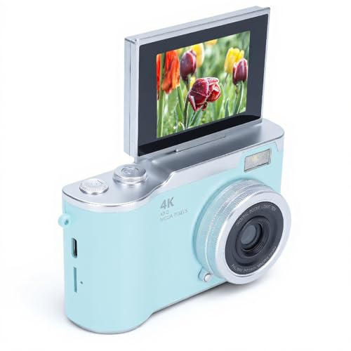 Digitalkamera 4K Fotokamera 48MP Kamera Vlogging Fotoapparat für Videos mit 2,4 Klapp-Bildschirm Tragbare Kompaktkamera mit 18X Digitalzoom für Kinder Anfänger Studenten(Grün)