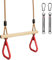 Multifunktions Kinderholz Trapeze Schaukel mit Kunststoff Turnringe zum Aufhängen belastbar bis 120KG - Rot