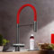 XJTNLB Miscelatore Cucina 3 Vie Acciaio Inox Grigio+Rosso Rubinetto Tre Vie con Doccetta Estraibile Miscelatore Cucina con Doccetta Estraibile