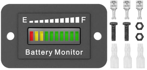 SHINEOFI Golf Cart Battery Voltage Display Meter Adjustable 12V-72V Battery Gauge for Electric Vehicles Black Color for Golf Carts and Forklifts