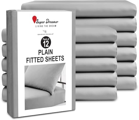 GC GAVENO CAVAILIA 12 Piece Fitted Sheets - Single Bed (91x190cm) - Bedding Sheets - Plain Dyed Microfiber Bedsheet Pack of 12-25cm Deep Pocket (10) - Easy Care Wrinkle & Fade Resistant - Grey