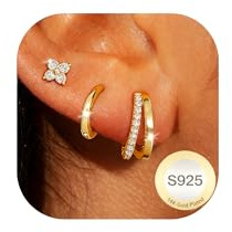 AVOTTO 3 Paar Ohrringe Ohrstecker Gold Set für Damen Hypoallergen Ohrringe Ohrstecker Gold Stacks Ohrringes Damen Mehrere Piercings