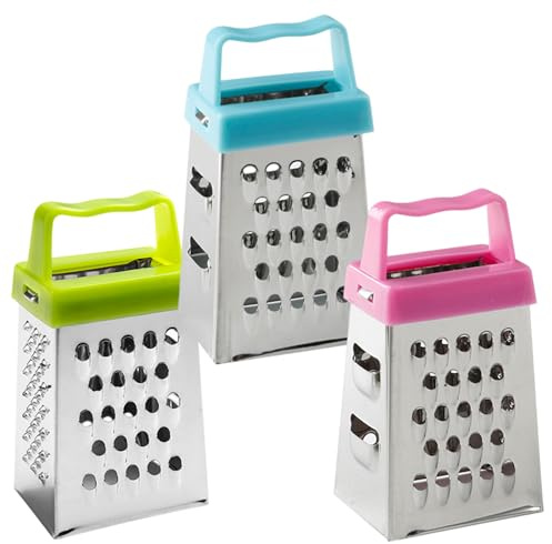 Mini Cheese Grater, 3Pcs Small Cheese Grater Stainless Steel Box Graters with Handle Multi-Functional Vegetable Slicer Kitchen Gadget for Home, Box