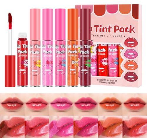 ALIIP Lip Stain Peel Off, 2g x 6 Colores Tinte de Labios Permanente | Tinte de Labios Peel Off, Brillo de Labios Permanente, Labial Stain para Mujeres Maquillaje, Hidratante de Larga Duración