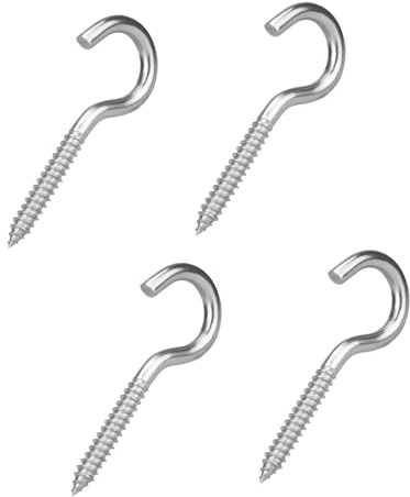 ZMZaoan Schraubhaken M8x100mm, 4 Stück Deckenhaken Edelstahl, Schwer Hakenschraube Groß - Haken zum Schrauben, Schwerlast Deckenhaken, Schraubhaken, Hängematten, Markisen, Festkabel, Blumenampel