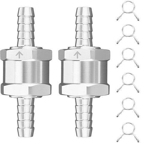 2 Stück Kraftstoff Rückschlagventil,8mm Aluminium Ventil Rückschlagventil mit 6 Federklammer für Benzin,Diesel,Wasser,Rücklaufventil für Kraftfahrzeugen,Schiffen,Motorrädern,Rasenmäher (8mm)