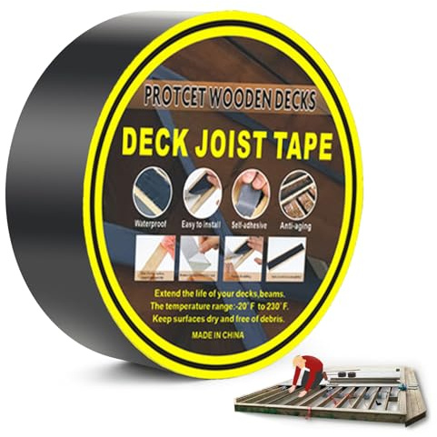Joist Tape for Decking Waterproof Sealing Butyl Flashing Tapes Self-Adhesive Deck Joist Tape for Wood Beams Roof Repair 4cm x 15m