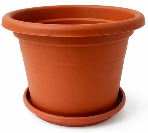 BigDean ø 40 cm Blumentopf mit Untersetzer groß rund Terracotta