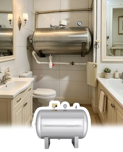 Vaso Expansion Tanque Horizontal de Presión de Agua para Baño, Contenedor de Suministro Sin Torre de Acero Inoxidable, Vejiga de Expansión para Sótano de Vehículo(95x65cm/200L/52.8gal)