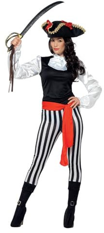 Smiffys Piratenbraut-Kost?üm, mit Oberteil, Schwarz, Hose, befestigte Stiefelüberzieher, Halskrause und Gü?rtel