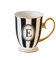 Bombay Duck Alphabet Stripy Mug Letter E Black/White with Gold handle