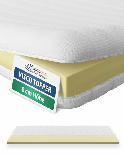 AM Qualitätsmatratzen Visco Topper 80x200cm Memory Foam - Made in Germany - Oeko TEX zertfizierter Viscoschaum Topper 80x200 H2 mit waschbarem Bezug - Weiche Matratzenauflage 80x200 viscoelastisch