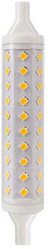 Crompton Lamps LED 118mm R7s Linear Light Bulb, 9W (60W Eqv) Warm White | 60W Linear Halogen Lamp Equivalent, 3000K, Clear Quartz Tube, 790lm, R7s J118 Double Ended Base for Floodlights & Uplighters