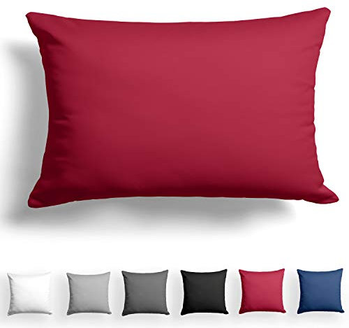 Alreya Mako Satin Kissenbezug 40 x 60 cm - 100% Baumwolle mit Reißverschluss, Superweicher Kopfkissenbezug, Kissenhülle, Oeko-TEX® Standard Zertifiziert, Rot, nur Kissenbezug