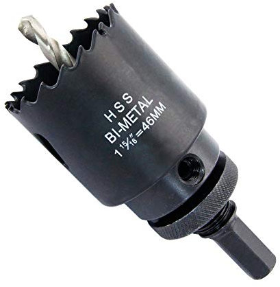 LAIWEI Bi-Metal Hole Saw 46mm with Heavy Duty Mandrel, 1-13/16 Hole Cutter for Pipe, Wood, Sheet Metal, etc. 2 Locking Pins for Stronger Drilling