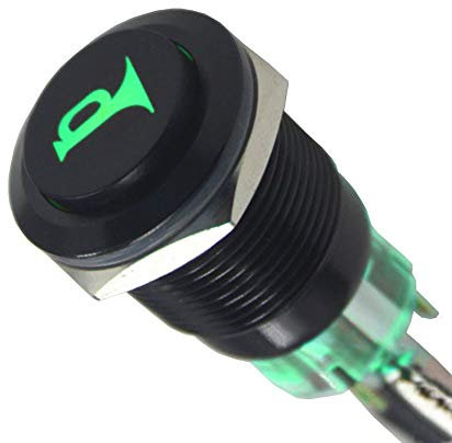 ETOPARS Boîtier Noir 19mm 12V 5A Vert Lumière La Flèche 12V Bouton Poussoir Démarrage Voiture Interrupteur Momentané Intérieure 5 Broches