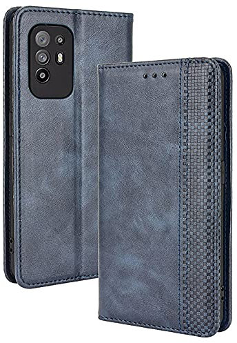 DOINK Cover in retrò Pelle per Oppo A94 5G, Premium Custodia in Portafoglio con Slot per Schede e Contanti - Blu