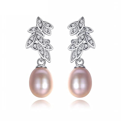 Czcity Bohemia Koreanische Ohrringe Natürliches Süßwasser Weiß Rosa Lila Perle 925 Sterling Silber Ohrringe Frauen Feiner Schmuck