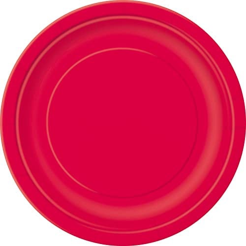 Unique Party 3124EU Umweltfreundliche Pappteller-18 cm-Rot Farbe-Packung mit 8 Stück, Red
