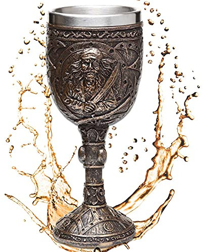 mtb more energy Deko Kelch ''Ancient Bounty Hunter'' - Trinkkelch in Bronze-Optik mit Piraten-Schädel- Freibeuter Fantasy Karibik