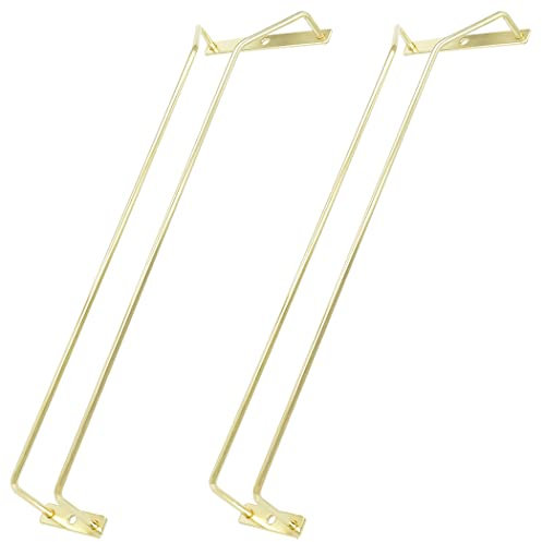 Zoohot 40.5cm Gold Wine Glass Rack, Stemware Holder, Wire Hanging Under Cabinet Metal Glass Holder 2 Pack