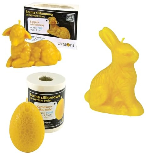 LYSON Kerzengießform Silikonform Set Ostern Lamm Hoch 7 cm Osterei mit Blumen- Hoch: 8,5 cm, Hase Hoch: 7,5 cm Kerzenform Osterdekoration Kerzengießform Bienenwachs Kerzenherstellung