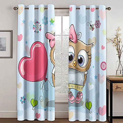 KQDMYT Superweiche Mit Ösen Vorhänge Verdunkelungsvorhänge Eule Geräuschreduzierung Wärmeisolierender Verdunkelungsvorhänge Für Erwachsene Kinder Schlafzimmer 280x245cm