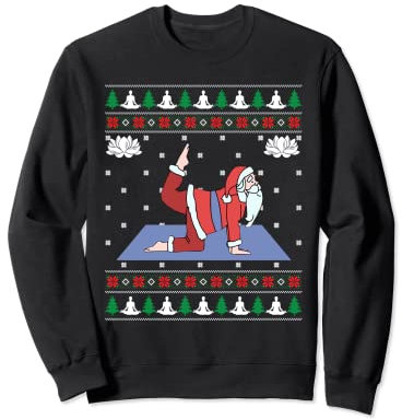 Süßer Yoga-Pose Santa Ugly Christmas Sweater Xmas Lovers Sweatshirt