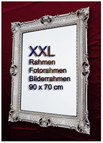 Generisch Bilderrahmen AS 90x70 cm ohne Glasscheibe Hochzeitsrahmen Selfie Fotorahmen Foto Requisiten Rahmen Antik Barock Rokoko Repro Shabby Chic RENAISSANCE JUGENDSTIL RETRO DESIGN PRUNKVOLL 58R