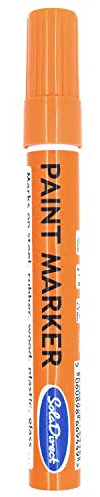 SolaDirect Orange Permanent Marker Pen, Bullet Tip 2.5 mm Point, Oil Based Paint, Multi-Surface, Work on Stone, Leather, Fabric, Plastic, Rubber, Glass, Cardboard