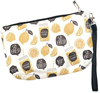 Beauty case donna pelle PU con cerniera e manico. Borsa Spiaggia Borsa cosmetica. Beauty case per trucco da viaggio, Limonata, Trousse Trucco. Borsa Spiaggia