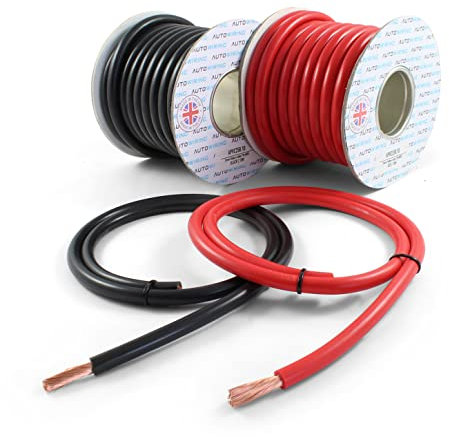 Autowiring Automotive Hi-Flex - Cable de PVC para batería (170 A, 25 mm², 4 AWG, 6 m), color negro