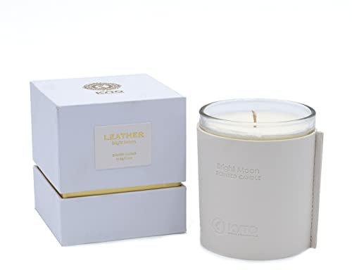 Kyto Duftkerze im Glas, Geschenkset für Männer und Frauen - 40 Stunden Brenndauer, Entspannung Geschenk und Heimdekoration mit edler Lederhülle, Duft: Vanille-Mandel-Cedarwood-Bergamot-Fig.