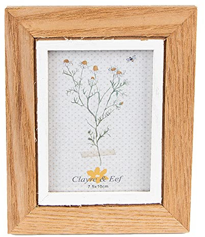 Clayre & Eef Bilderrahmen 7x10 cm Braun Weiß MDF Rechteck Fotorahmen