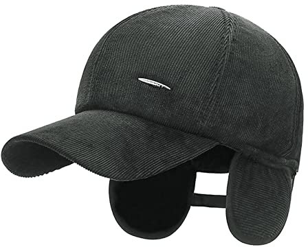 YJZQ Baseball Cap Winter Baseballmütze Ohrenklappen Flatcap Herren Wintercap mit Ohrenschutz Verstellbar Baseballcap Warme Wollcap für Männer Herren