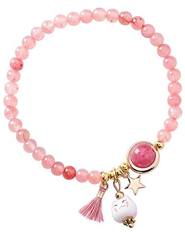 Coloré tricoté à la main Kawaii en céramique porte-bonheur chat breloque corde Bracelets gland perles pour les femmes Style japonais bijoux de mode