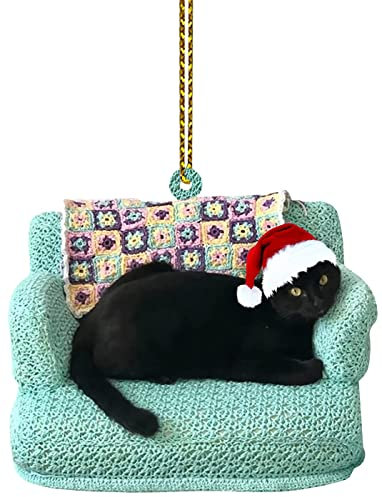 Weihnachten Tier Ornament, Schwarze Katze Ornamente für Weihnachtsbaum, Katze Xmas Decor Baum Hängen, Weihnachtsbaum Ornamente Topper Dekorationen, Katze Geschenke für Katzenliebhaber (Cat2)
