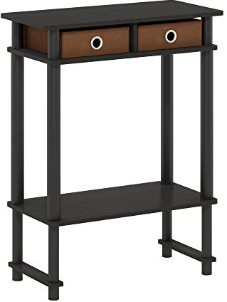 Furinno Turn-N-Tube Console de Couloir Grande et Large avec Poubelle, Bois d'ingénierie, Espresso/Marron, Paquet de 1