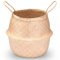 Decorasian Panier en jonc de mer rond tressé Panier de rangement et panier à fleurs Cache-pot en raphia ou aspect rotin Panier en jonc de mer anse de transport Panier à linge 40cm DA-B0040 Naturel