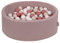 KiddyMoon Rund Bällebad Velvet Bällepool 90X30cm/300 Bälle ∅ 7Cm Ballgruben Für Babys Spielbad Kleinkinder, Hergestellt In Der EU, Erikafarben: Weiß/Lachsfarben/Weiß