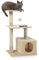 lionto Arbre à Chat avec Niche et Balle en Peluche, Hauteur 85 cm, Arbre à Chat en sisal & Peluche, couchages Confortables & Niche, pour Petits & Grands Chats, Beige (avec nom imprimé)